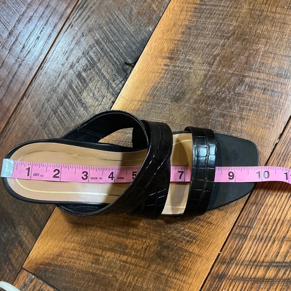 Vionic Merlot Black Croc Leather Slide Sandals Women’s Comfort Criss-Cross - Picture 10 of 13